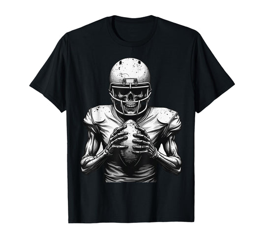 Halloween Skeleton Football Player Spooky Sports Graphic T-Shirt