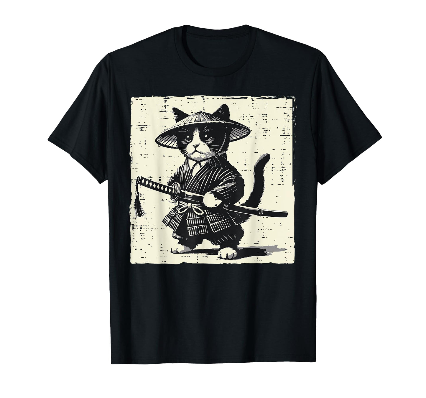 Japanese Cat Samurai Kimono Vintage Warrior Women Kids Men T-Shirt