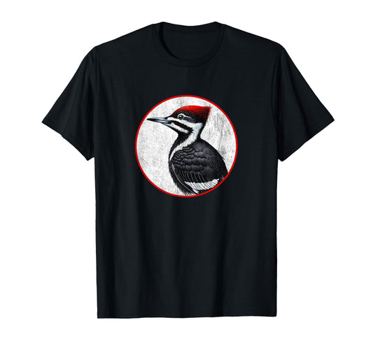 Colorful Retro Pileated Woodpecker Bird Design T-Shirt