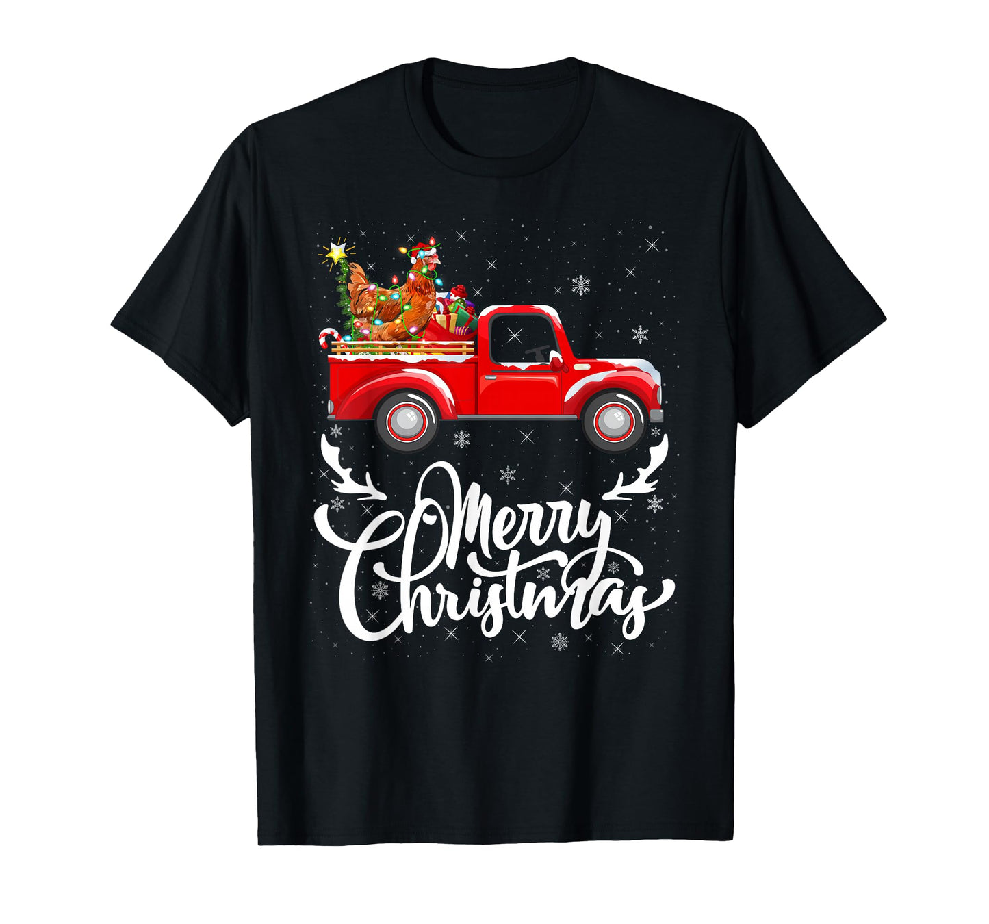 Chicken Christmas Tree Red Truck Xmas Pajamas Christmas T-Shirt