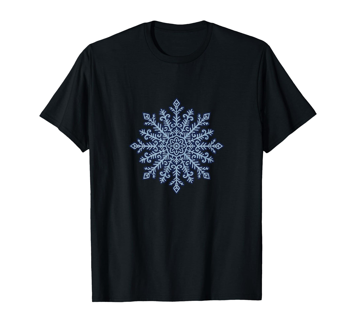 Geometric Snowflake Mandala Winter Zen Pattern Minimalist T-Shirt