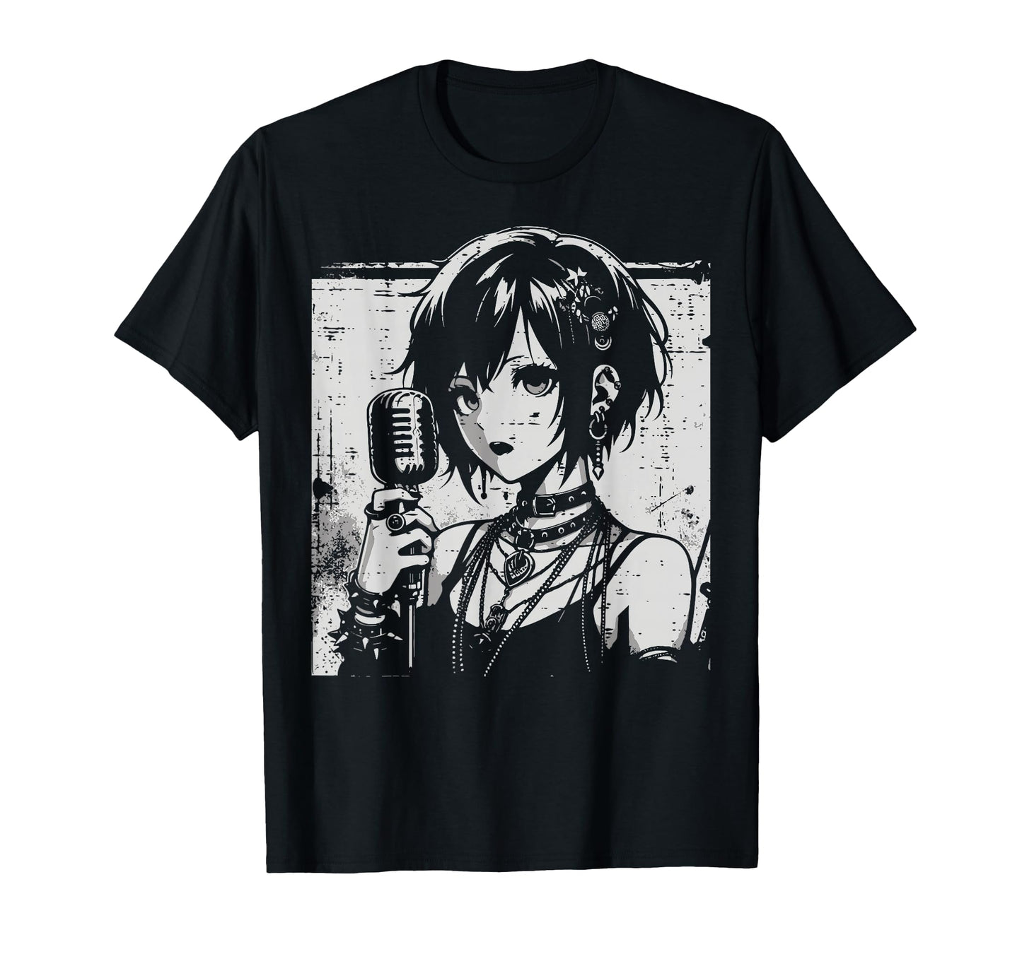 Anime Punk Girl Singing Japanese Manga Goth Women Men Kids T-Shirt