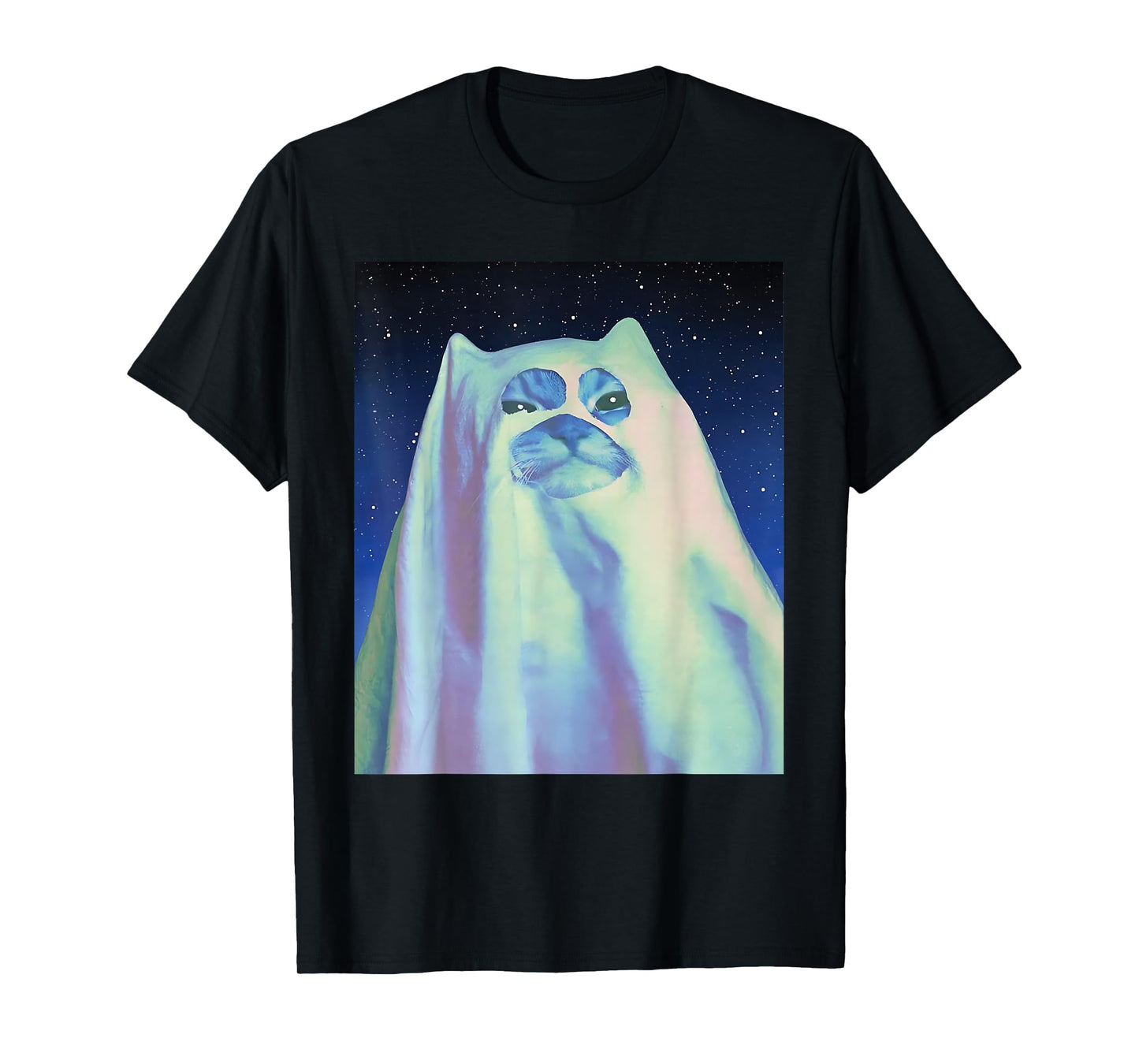 Ghost Cat Meme Funny Halloween Men Women Kids T-Shirt