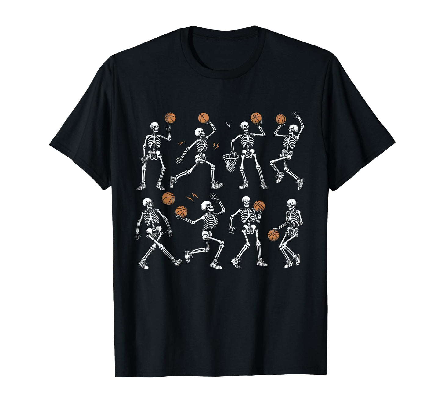 Halloween Basketball Skeletons Dunking Dribble Boys Kids T-Shirt