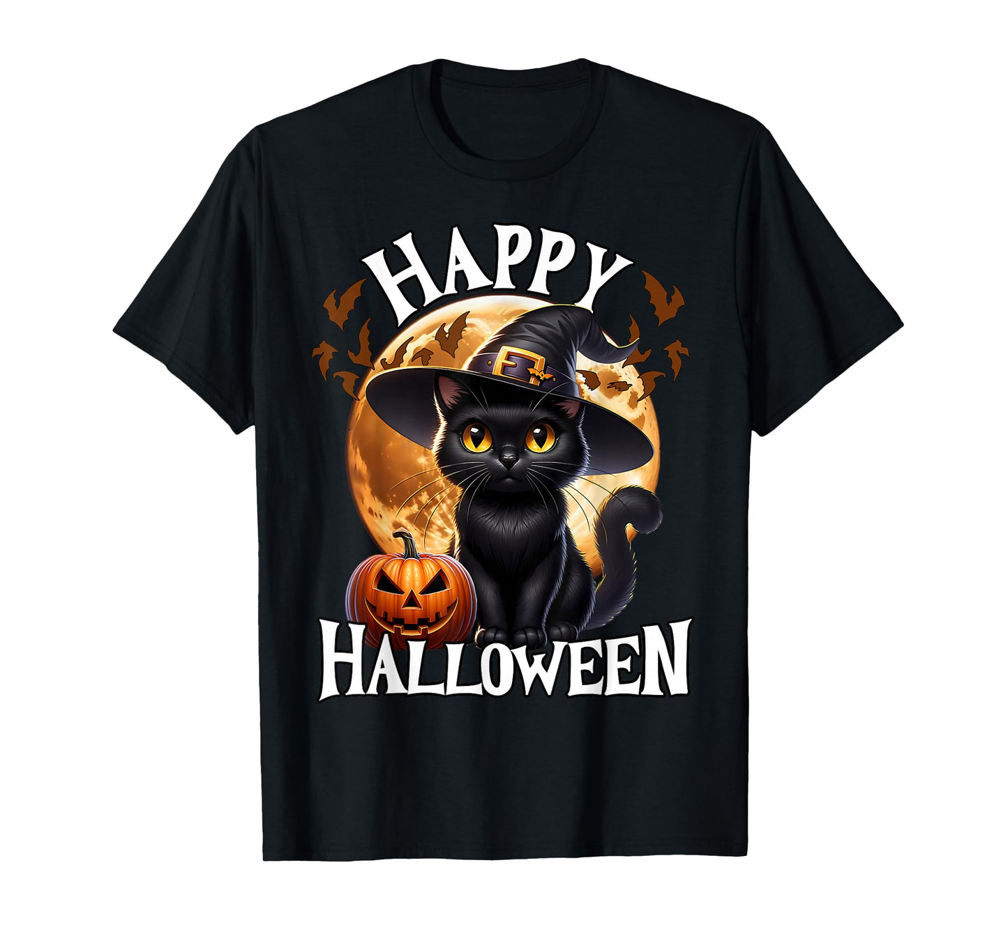 Halloween Black Cat Witch Costume Halloween Cat T-Shirt