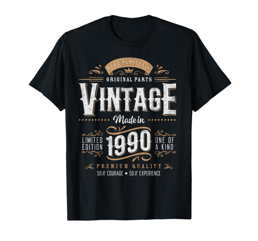 Vintage 1990 35th Birthday Gifts Women Men 35 Year Old T-Shirt