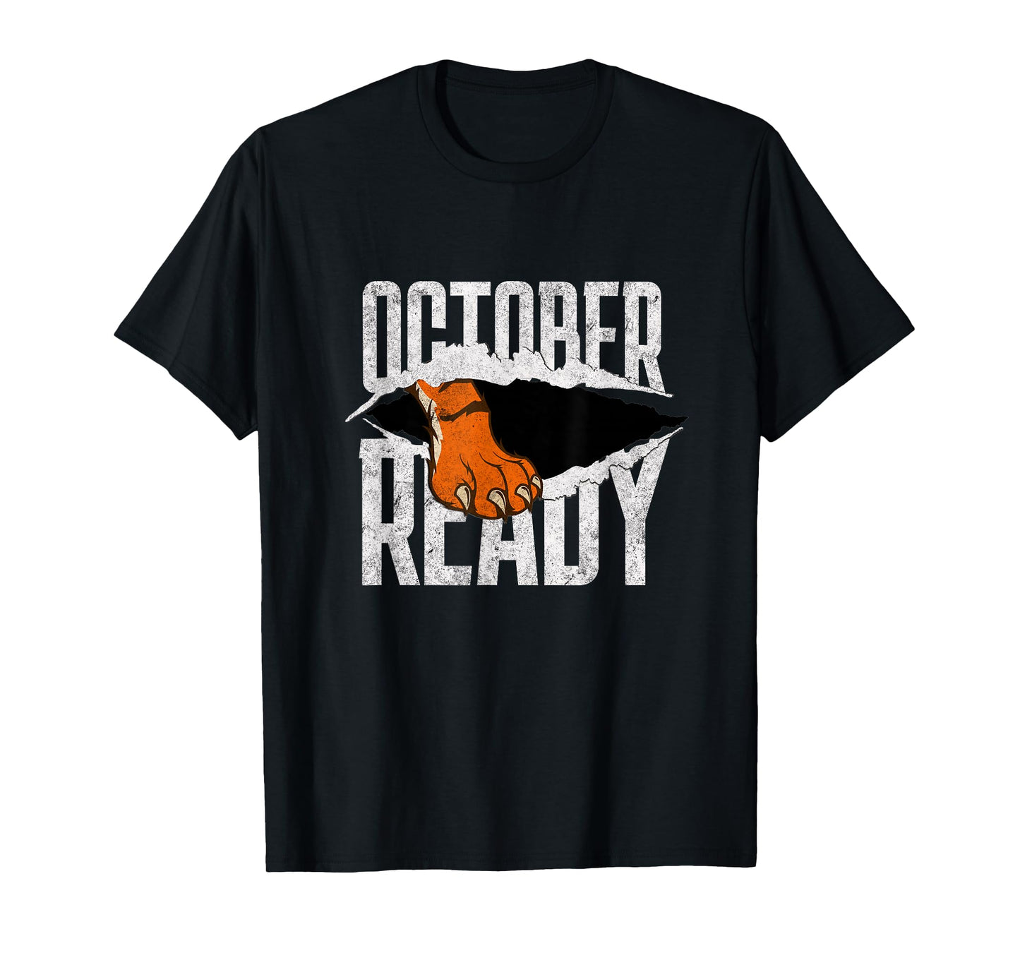Distressed Tiger Foot Vintage October Ready Tigers T-Shirt