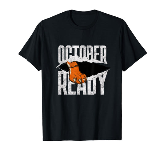 Distressed Tiger Foot Vintage October Ready Tigers T-Shirt
