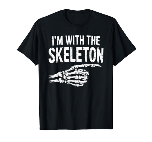 I'm with Skeleton Halloween Costume Couples Matching Gifts T-Shirt