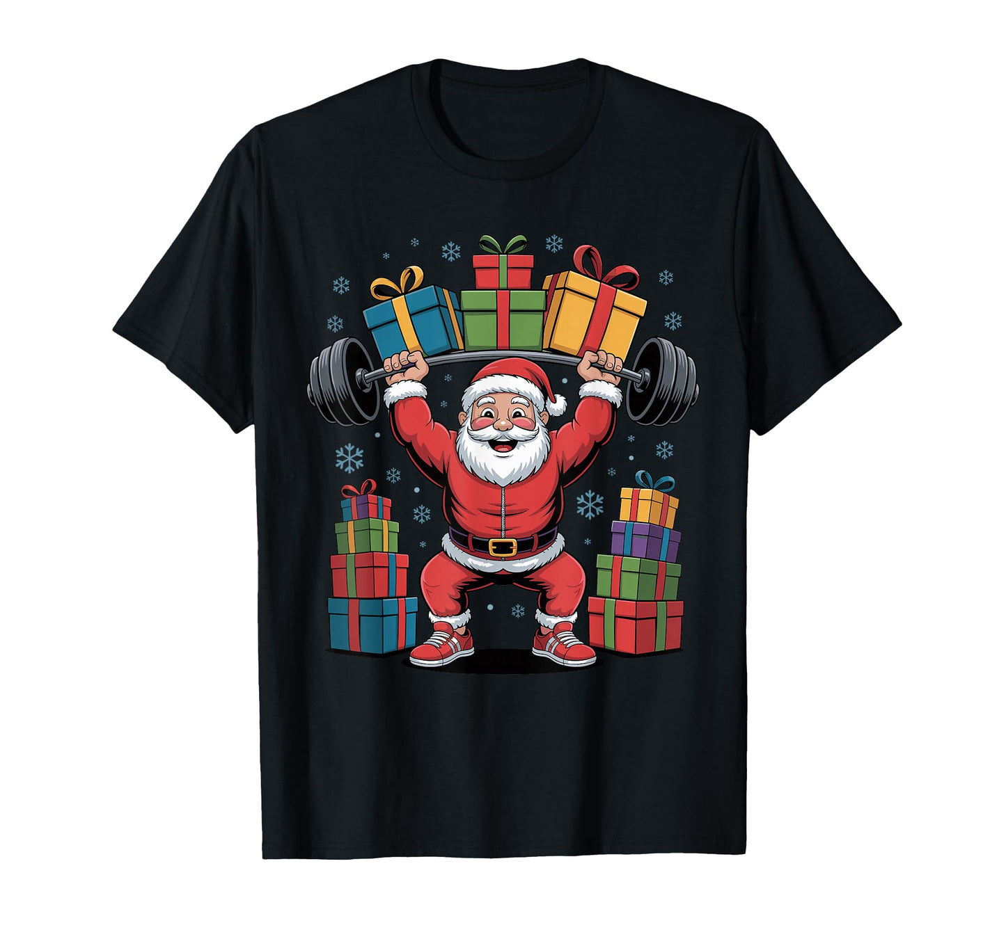 Santa Weightlifting Fitness Gym Training Christmas Pajama T-Shirt