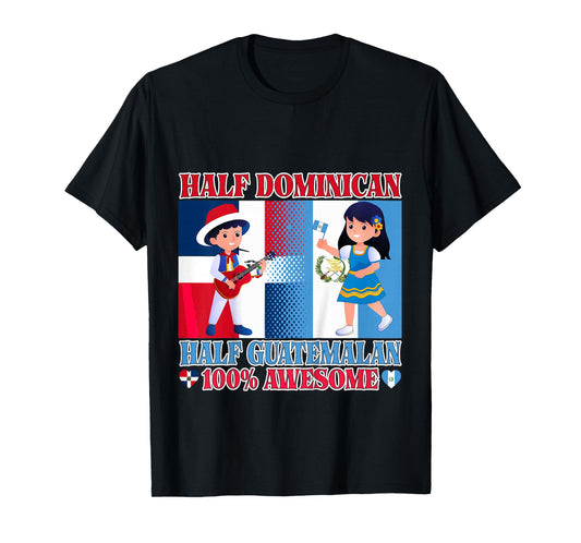 Half Guatemalan Half Dominican Republic Flag Toddler Girls T-Shirt