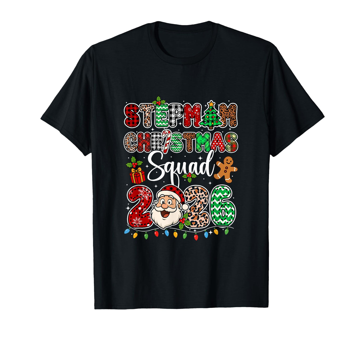 Stepmom Christmas Crew 2026 Leopard Funny Santa Family Group T-Shirt