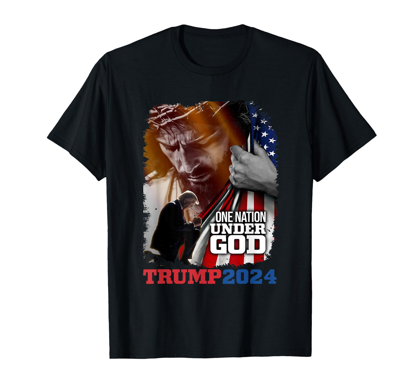 One Nation Under God President Trump 2024 America Christian T-Shirt