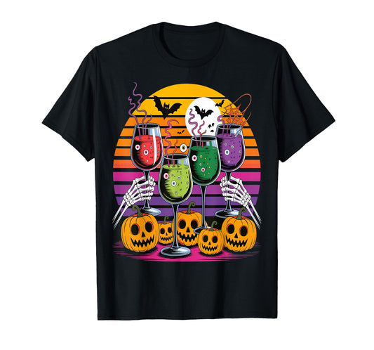 Glasses of Wine Halloween Costume Funny Spooky Tee T-Shirt
