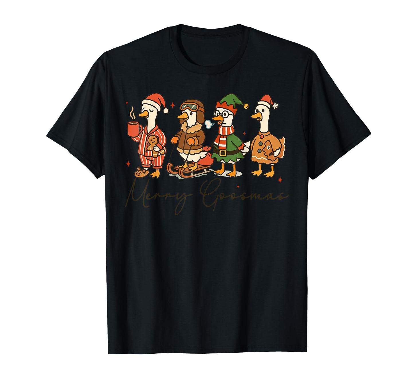 Retro Merry Goosmas Christmas Goose Animals Xmas Pajamas T-Shirt