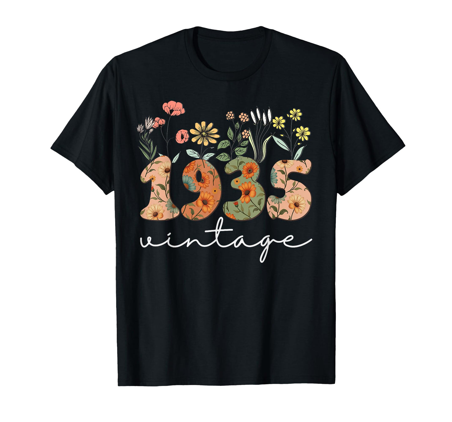 90 Years Old Vintage 1935 90th Birthday Tee Wildflower Women T-Shirt