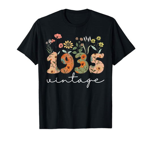 90 Years Old Vintage 1935 90th Birthday Tee Wildflower Women T-Shirt