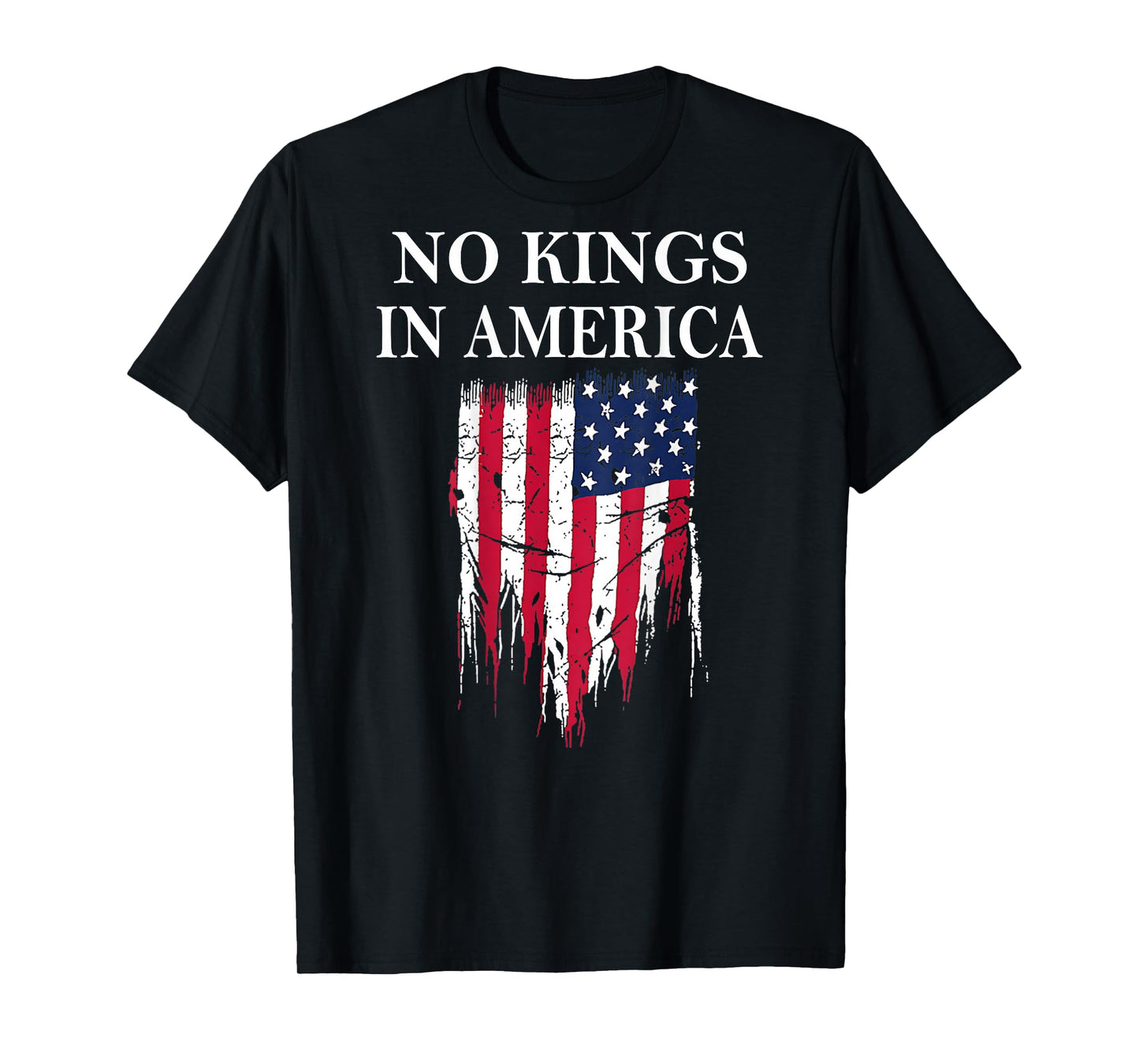 No Kings in America America Flag Vintage No Kings (ON Back) T-Shirt