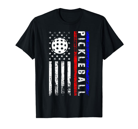 Pickleball Lovers 4th of July American Flag Pickle Ball USA T-Shirt for Women Kids Men