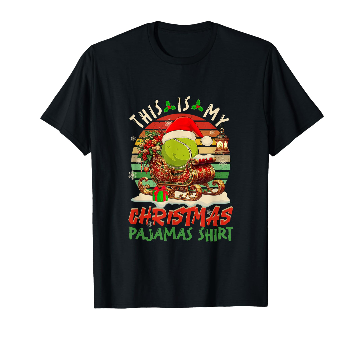 Vintage Retro My Christmas Pajama Shirt Tennis Player T-Shirt