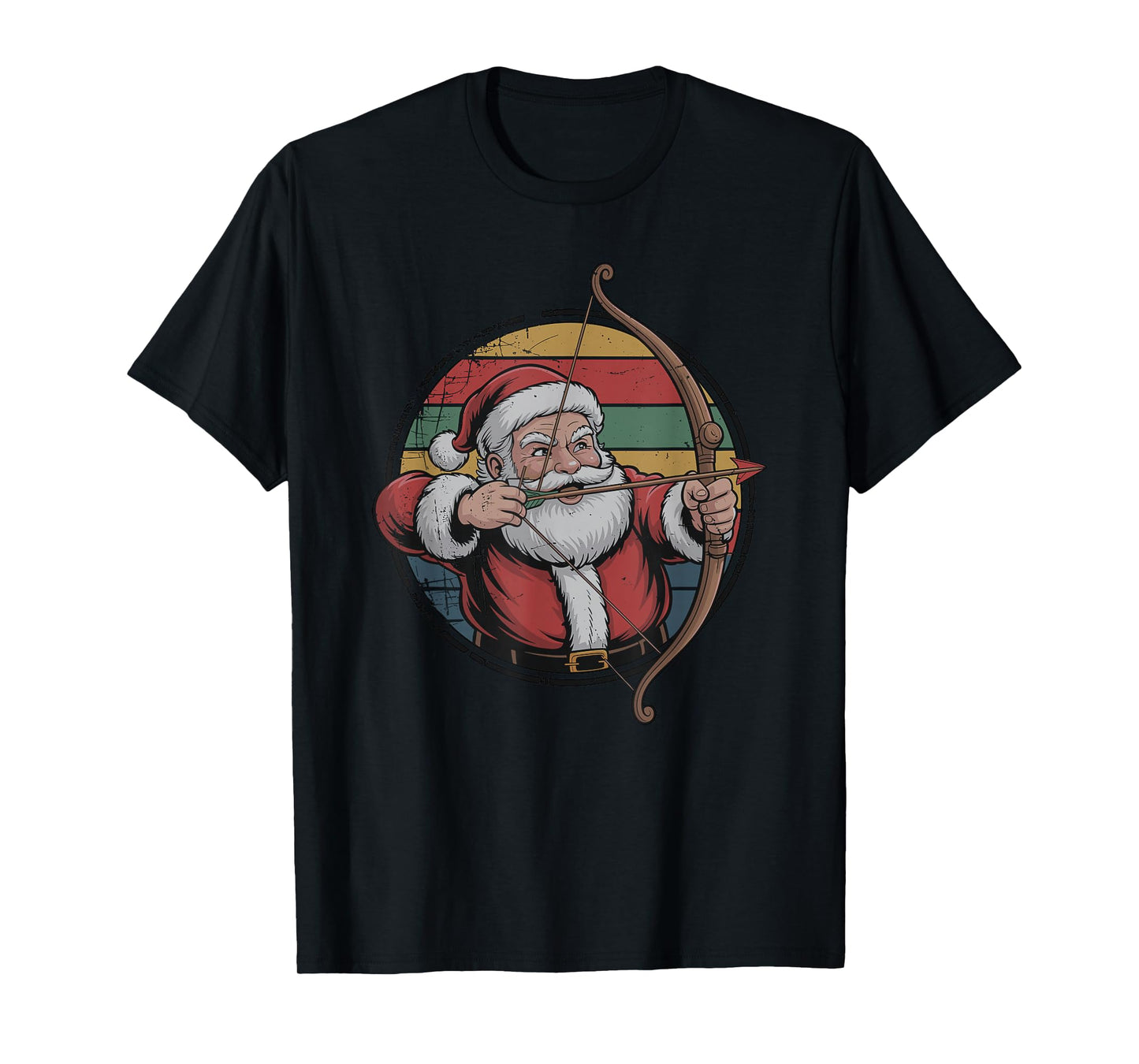 Retro Vintage Santa Playing Archery Christmas Holiday Sports T-Shirt