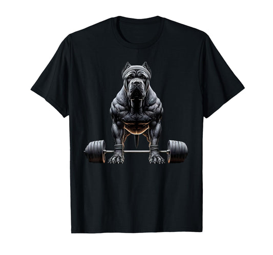 Dog Cane Corso Gym Deadlift Weightlifting Fitness Workout T-Shirt