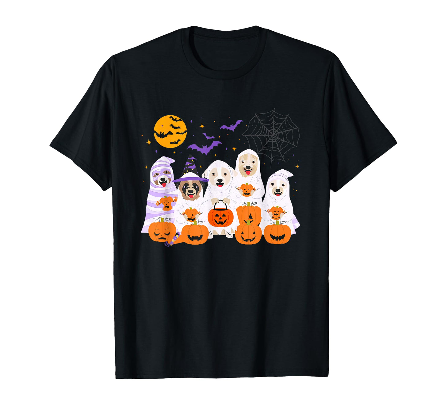 Cute Mummy Witch Ghost Halloween Dog Costume Men Women Kids T-Shirt
