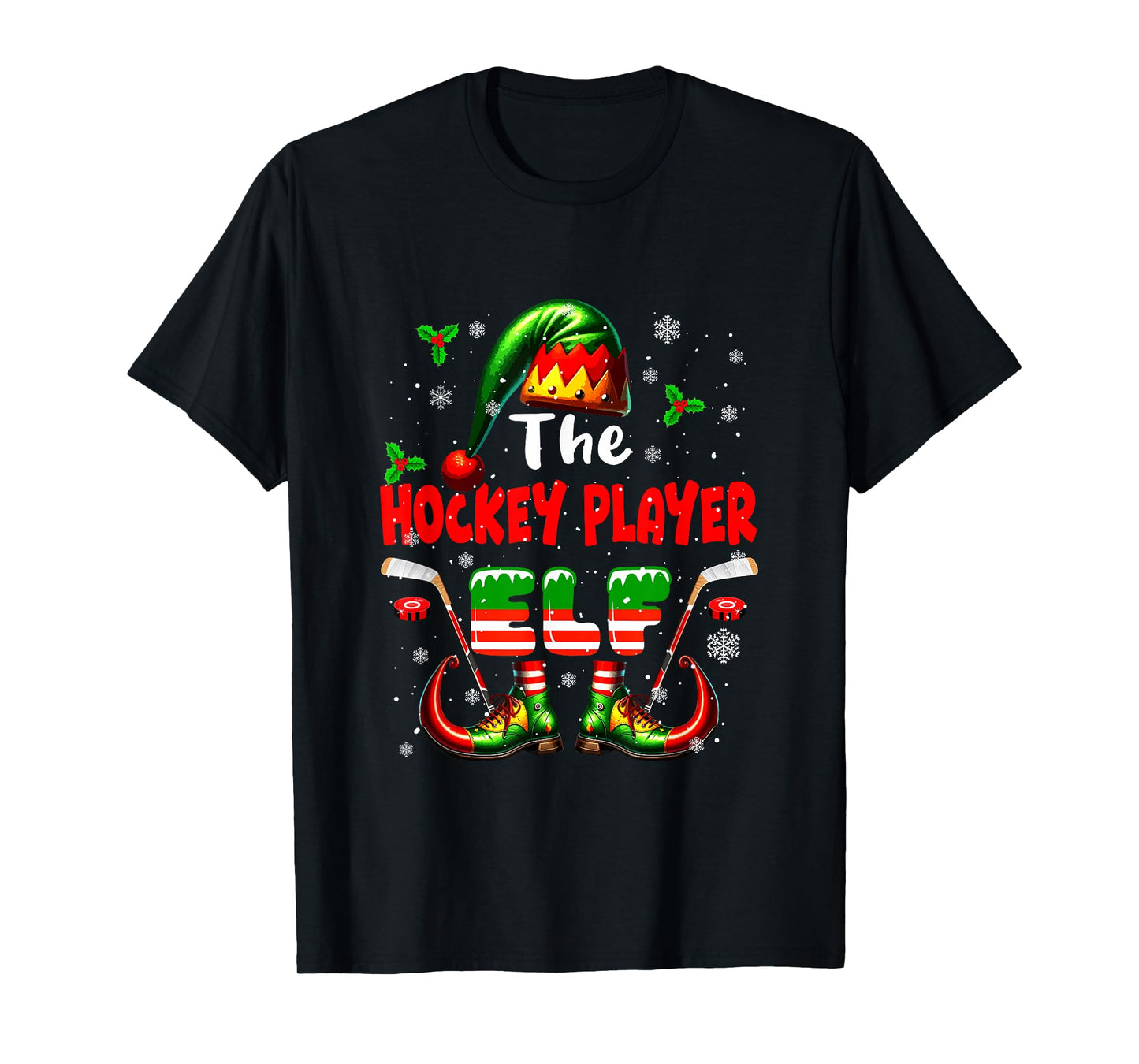 The Hockey Player Elf Christmas Job Team Matching Parties T-Shirt