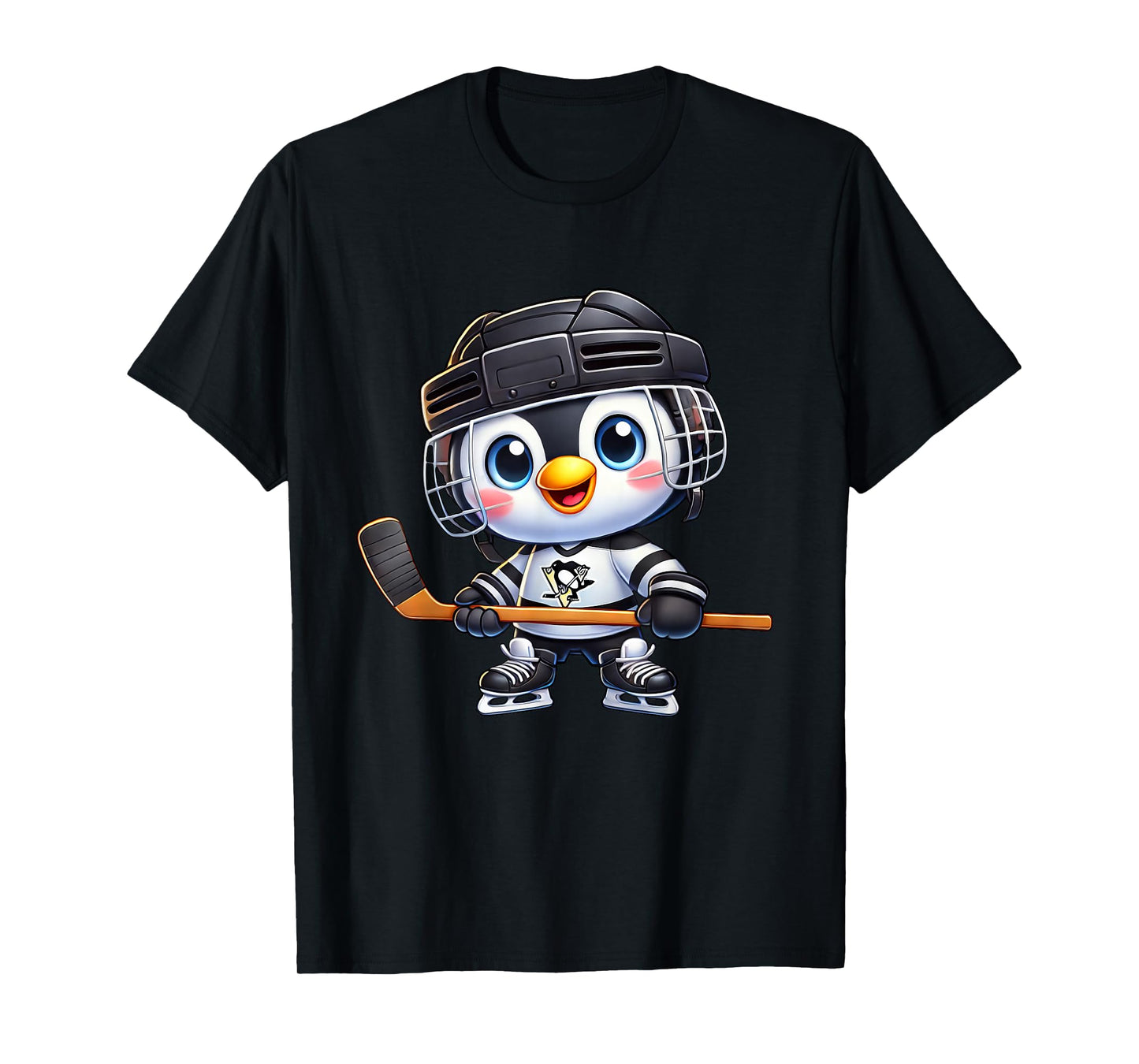 Cartoon Penguin Hockey Player Ice Hockey T-Shirt