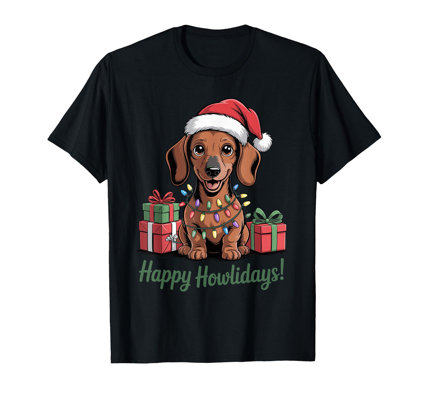 Cute Dachshund Santa Hat Christmas Xmas Dog Lovers Holiday T-Shirt