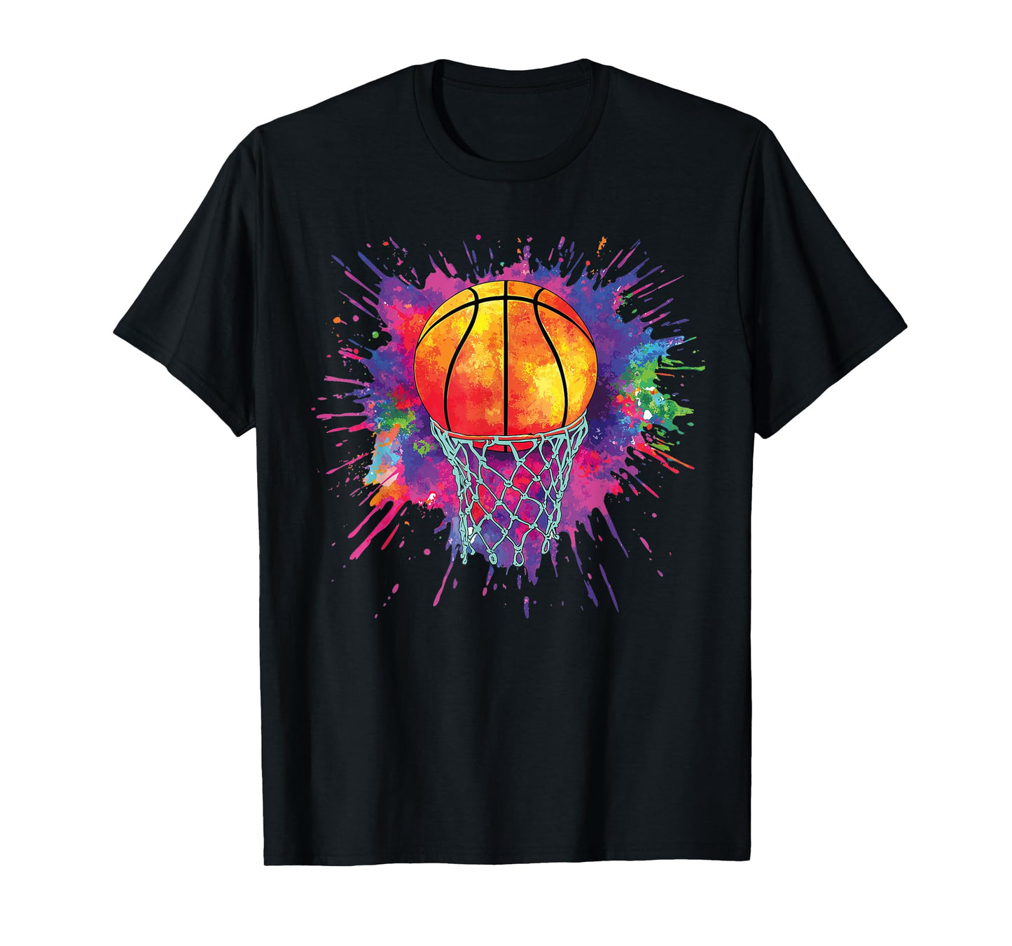 Basketball Colorful Drip Graphic T-Shirt