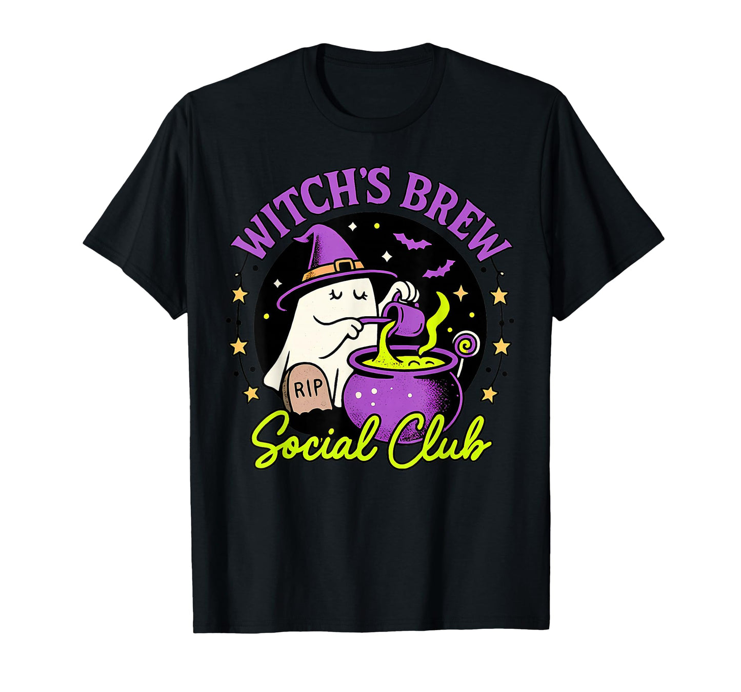 Witch’s Brew Halloween Ghost Cauldron Funny Social Club T-Shirt