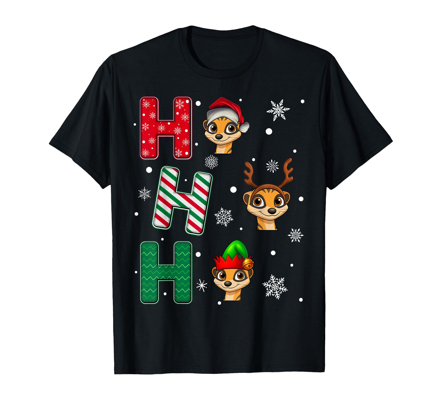 Ho Ho Ho Meerkat Animal Matching Santa Elf Xmas T-Shirt