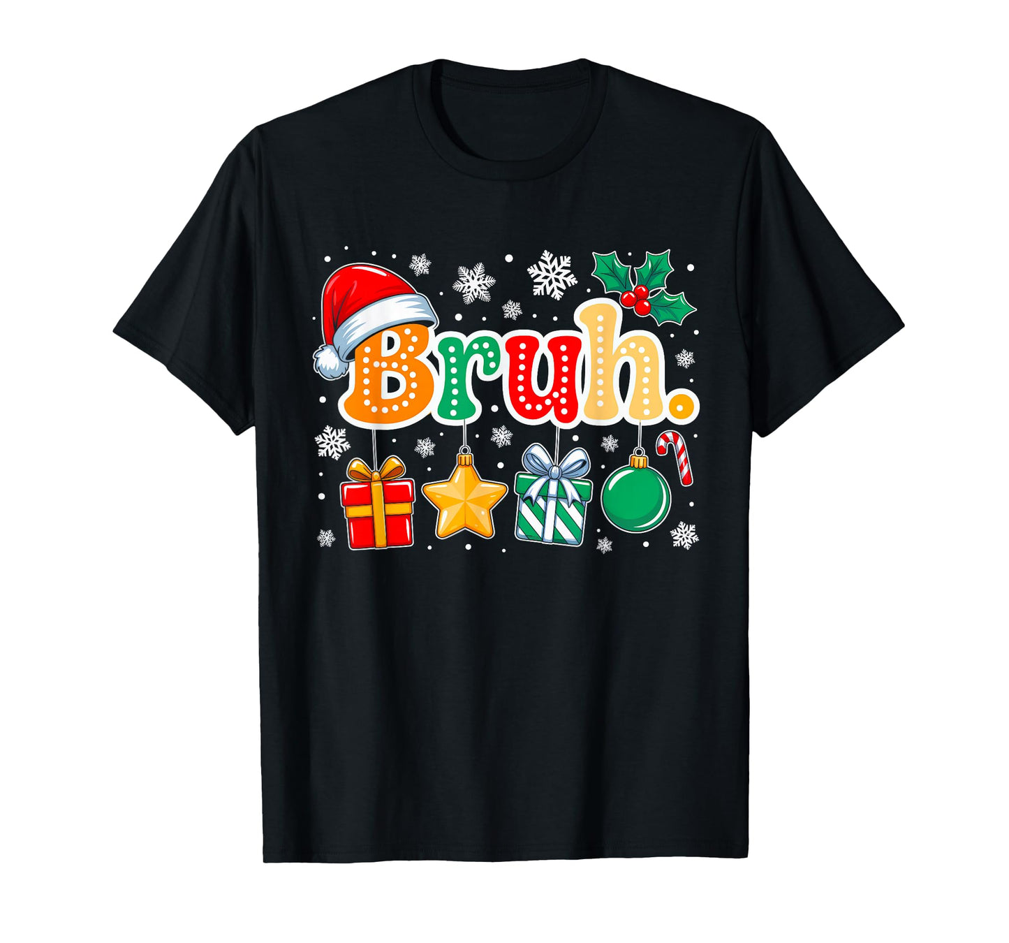 Bruh Funny Christmas Groovy Teens Boys Kids Xmas Pajamas T-Shirt