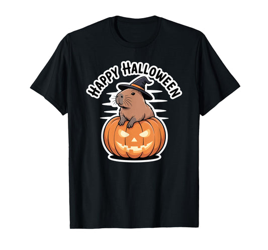 Capybara Witch Hat Happy Halloween Fall T-Shirt