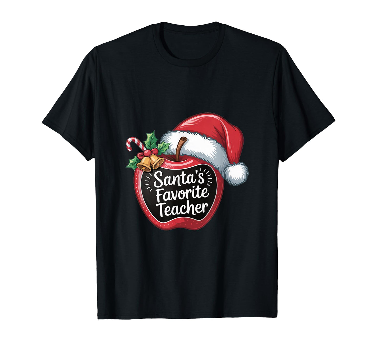 Santa’s Teacher Apple Holiday Design T-Shirt