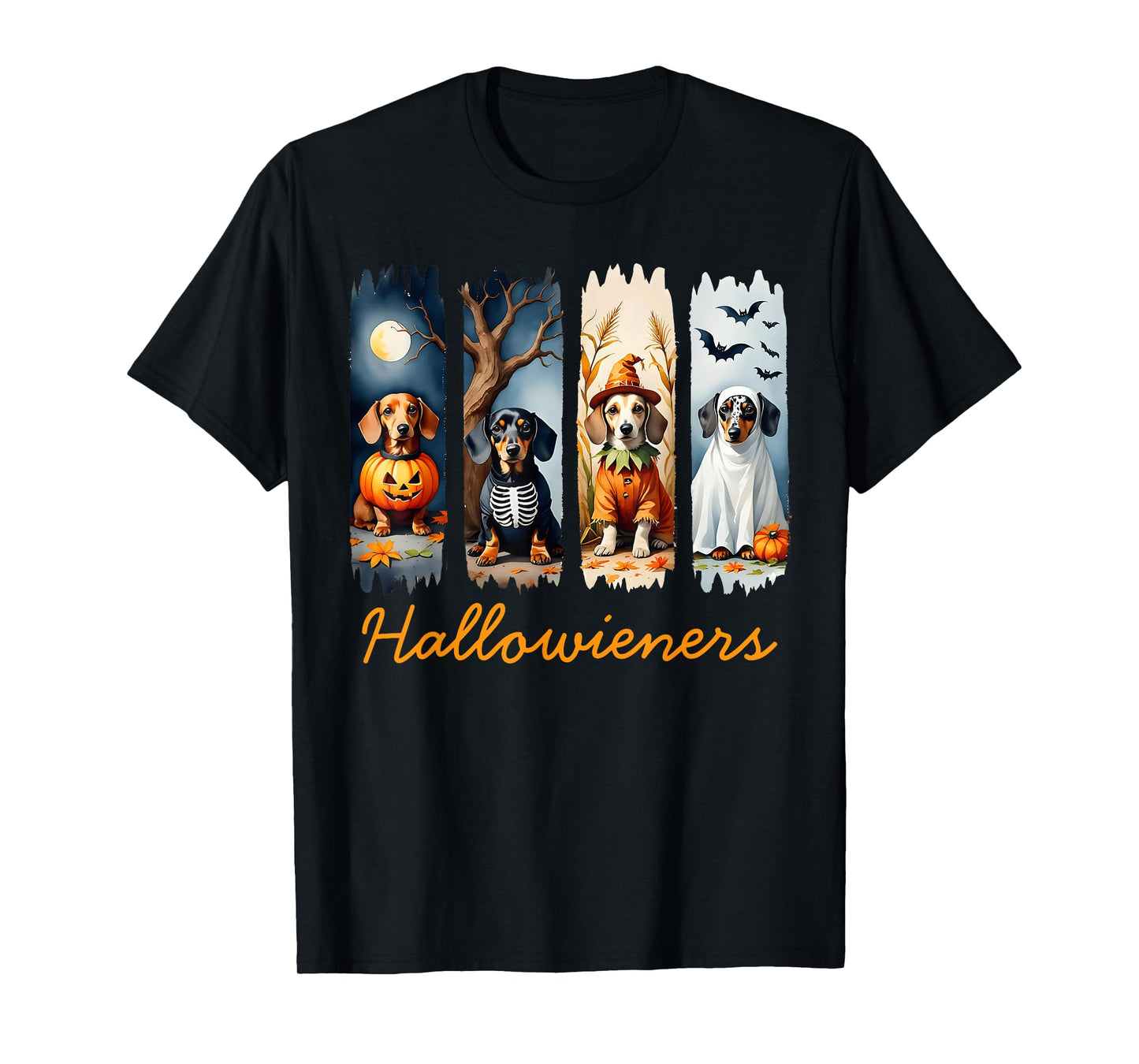 Happy Hallowieners Dachshund Dog Funny Spooky Halloween T-Shirt