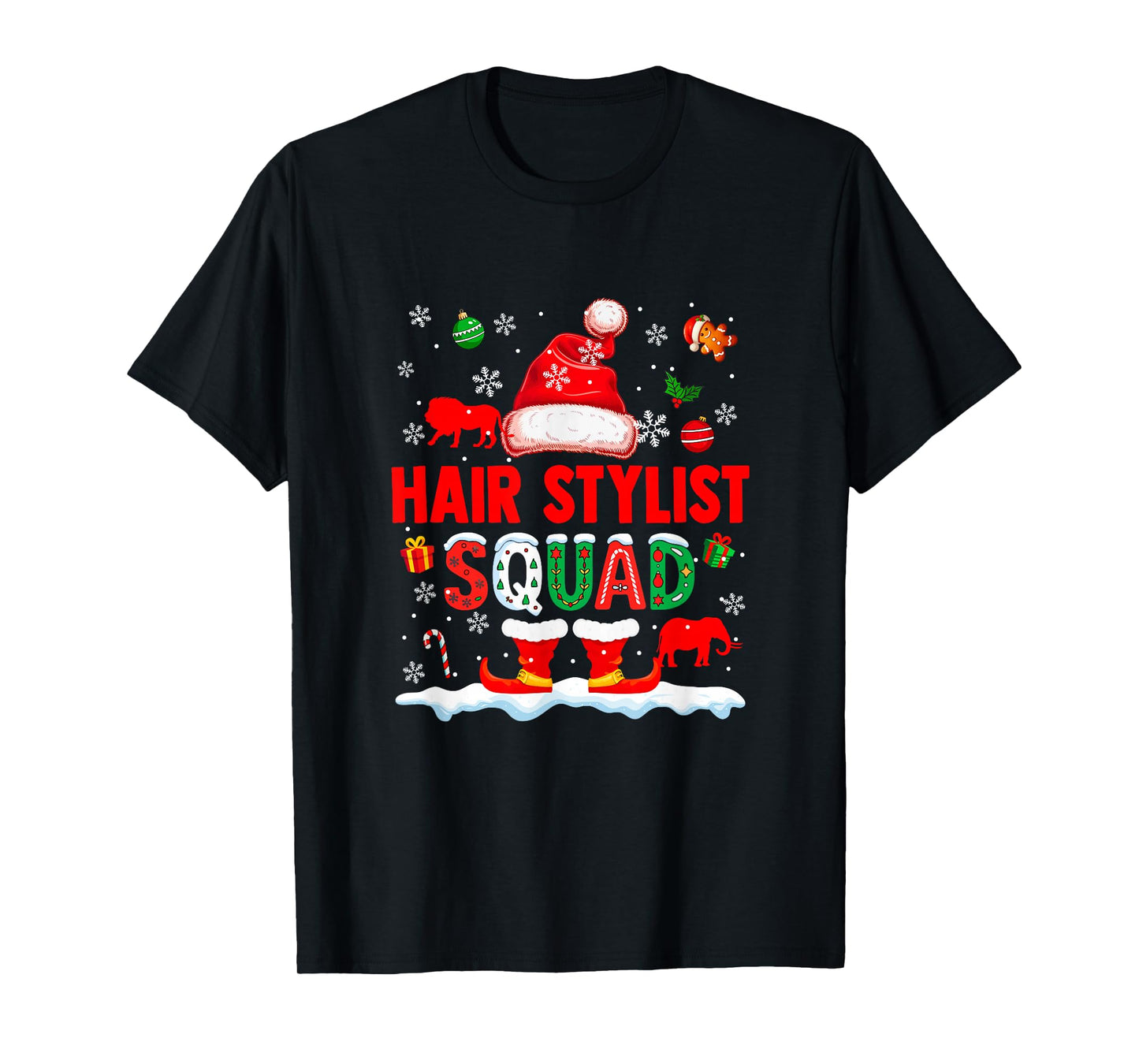 Hair Stylist Squad Men Job Christmas Santa Costume Bow Tie T-Shirt