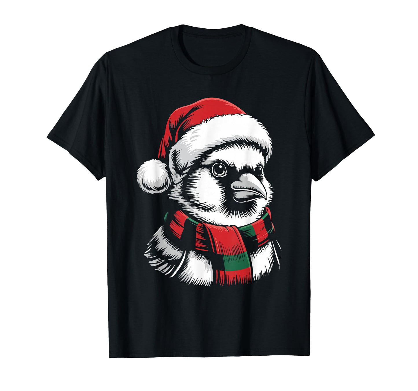 Cardinal Bird Xmas Santa Hat Scarf Christmas Costume T-Shirt