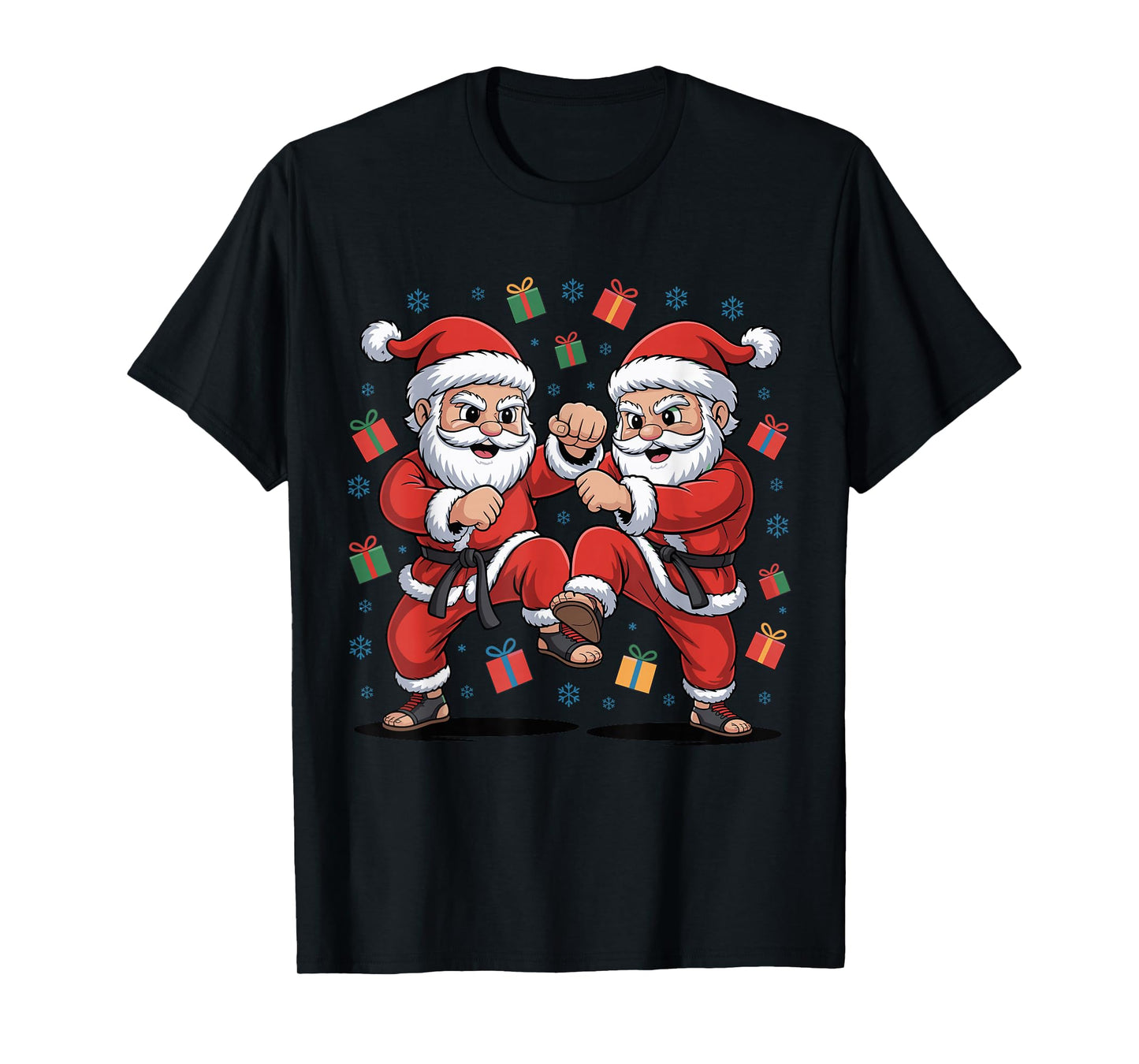 Funny Santa Playing Karate Martial Art Christmas Xmas Pajama T-Shirt