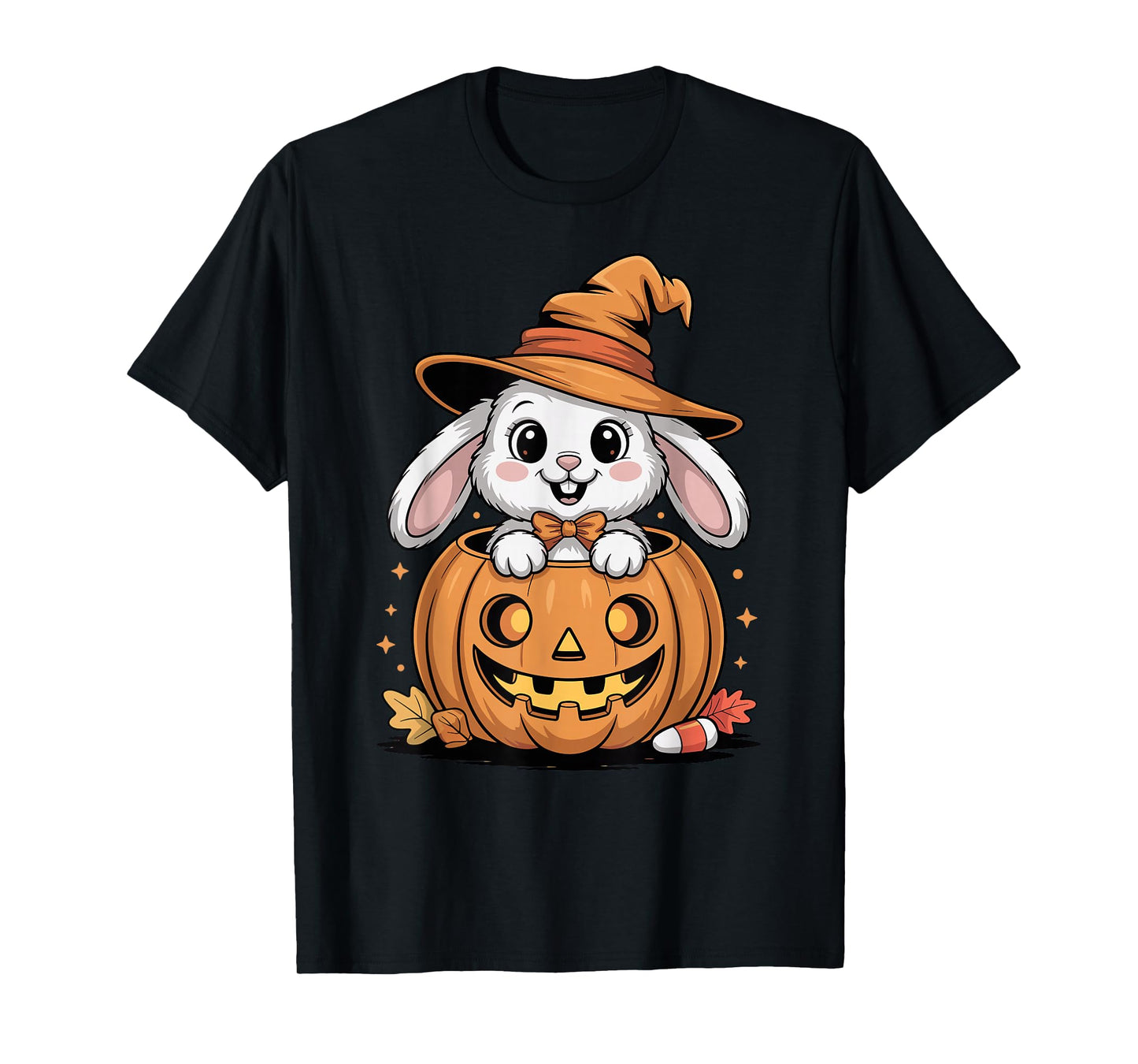 Kawaii Witch Bunny in Jack O Lantern Pumpkin Halloween T-Shirt