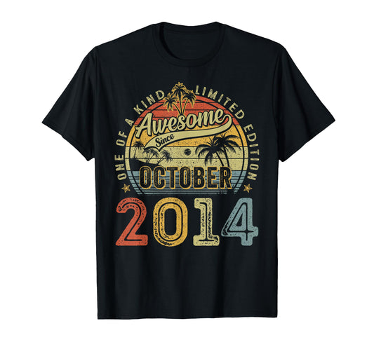 Awesome Since October 2014 Vintage Boys Girls 10th Birthday T-Shirt