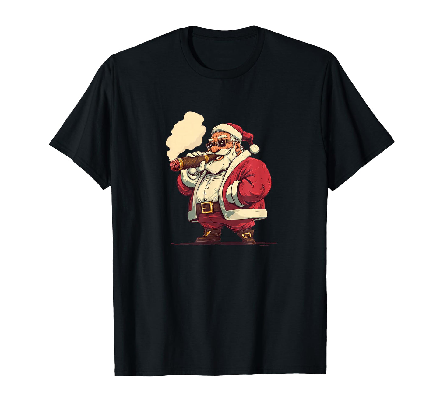 Funny Cartoon Santa with Big Cigar Look T-Shirt