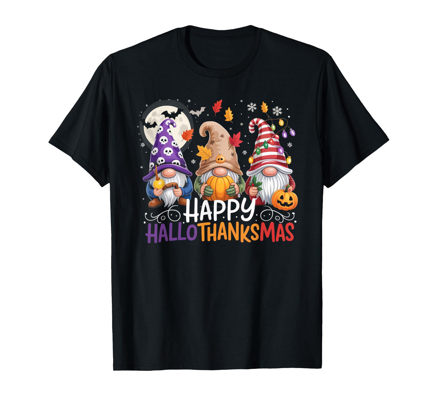 HalloThanksMas Gnomes Halloween Thanksgiving T-Shirt