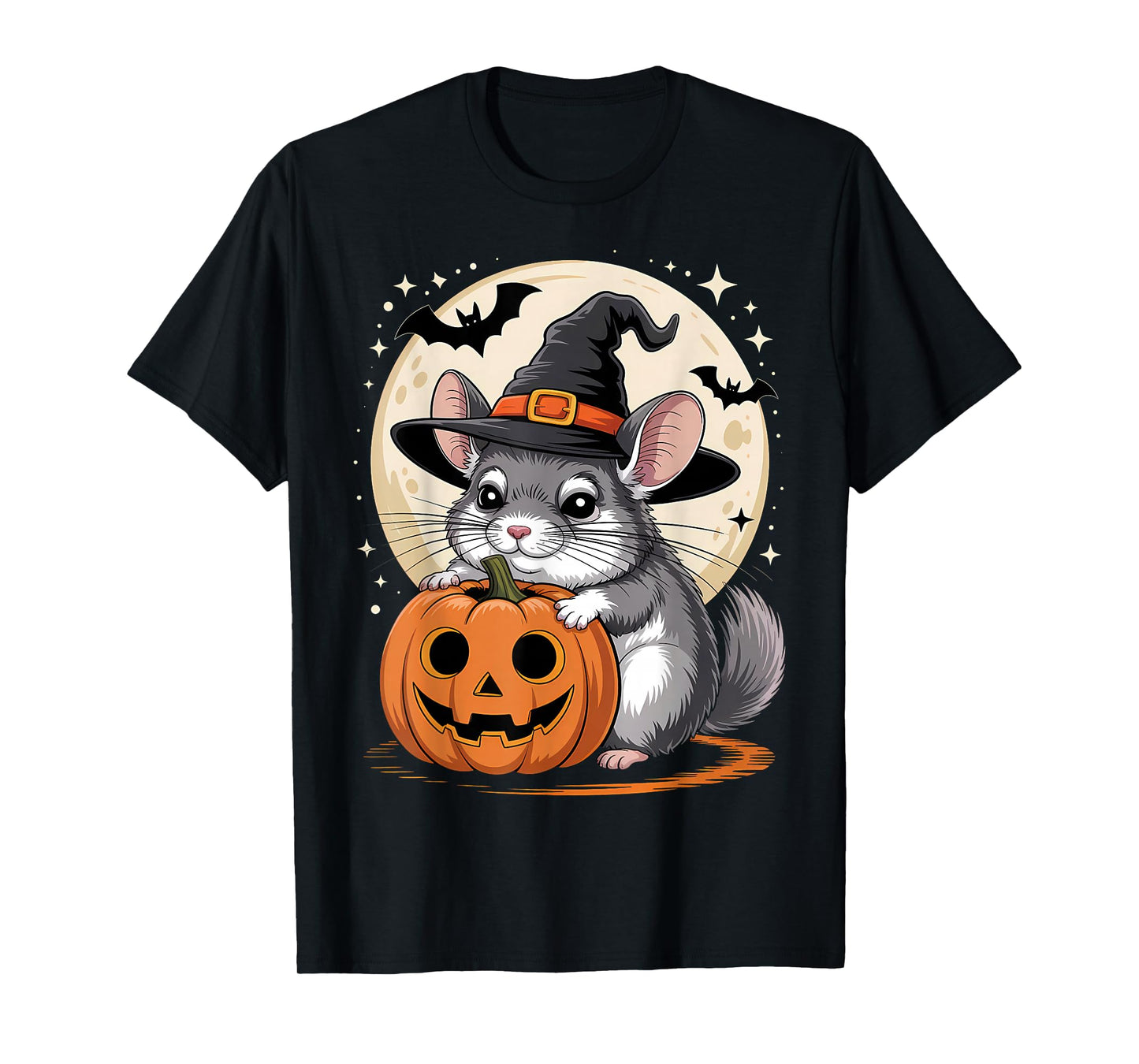 Halloween Chinchilla Witch Hat Pumpkin Spooky T-Shirt