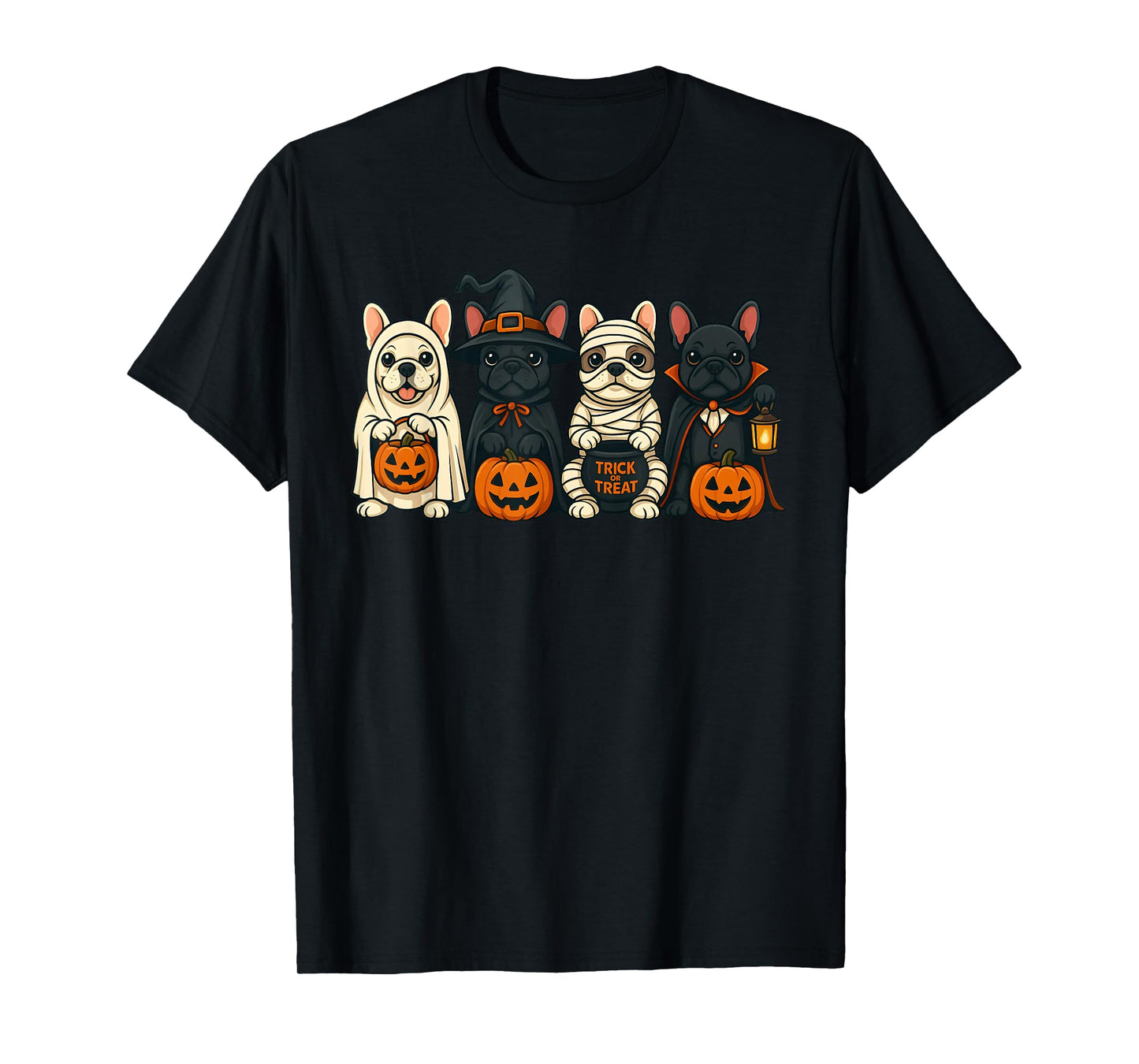 French Bulldog Ghost Witch Pumpkins Halloween Dog Costume T-Shirt