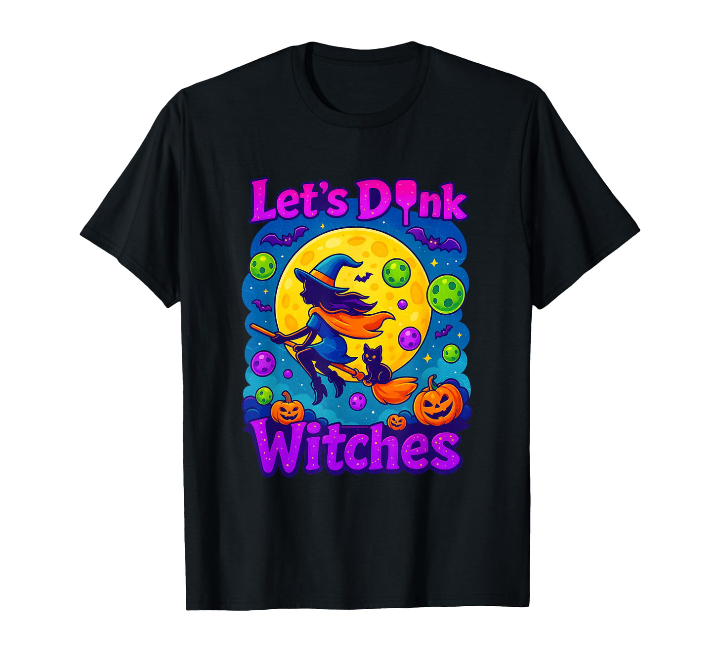 Pickleball Halloween Dink Witch Sport Player Court Paddles T-Shirt