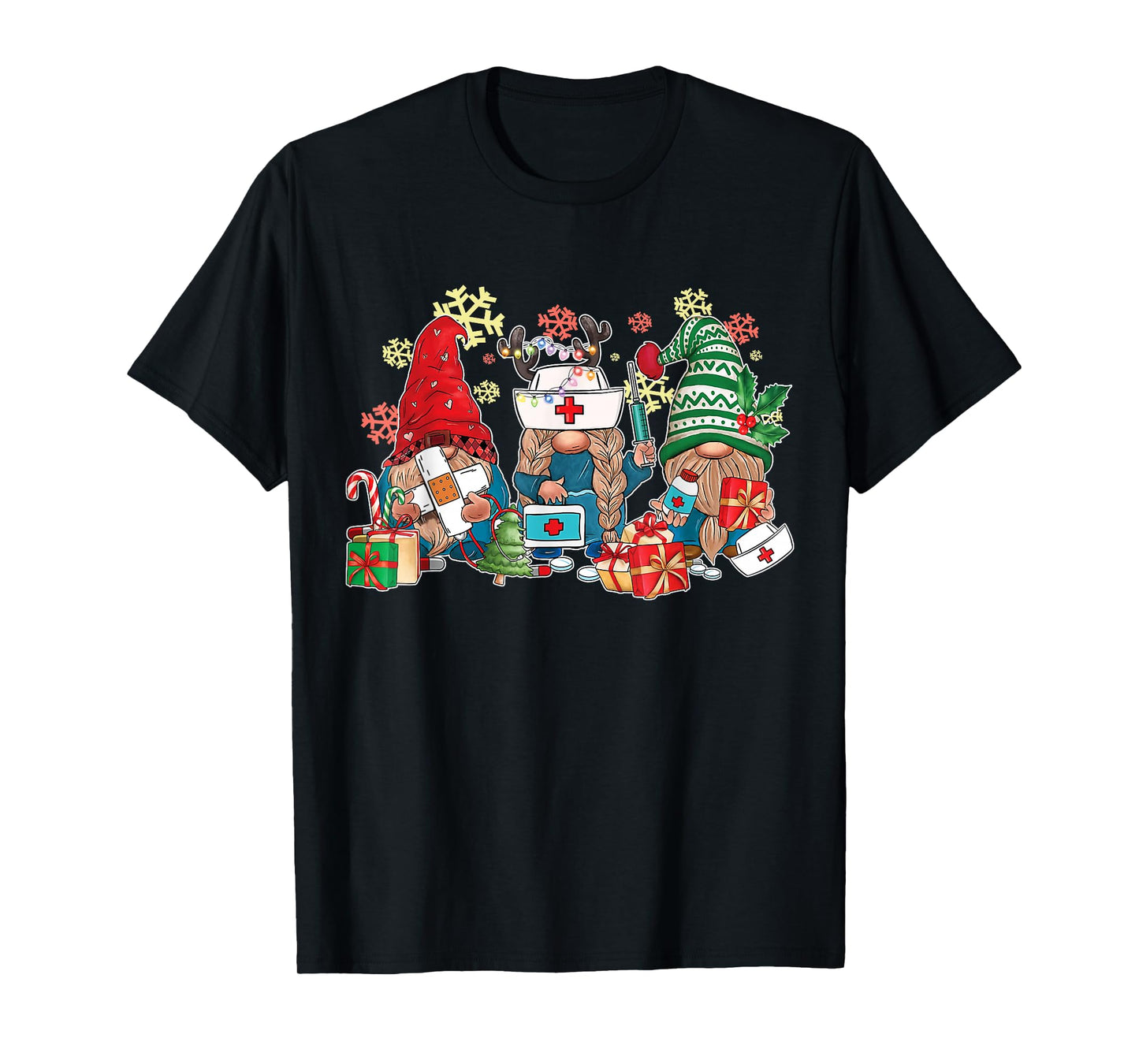 Gnome Christmas Nurse Men Women Xmas Santa T-Shirt