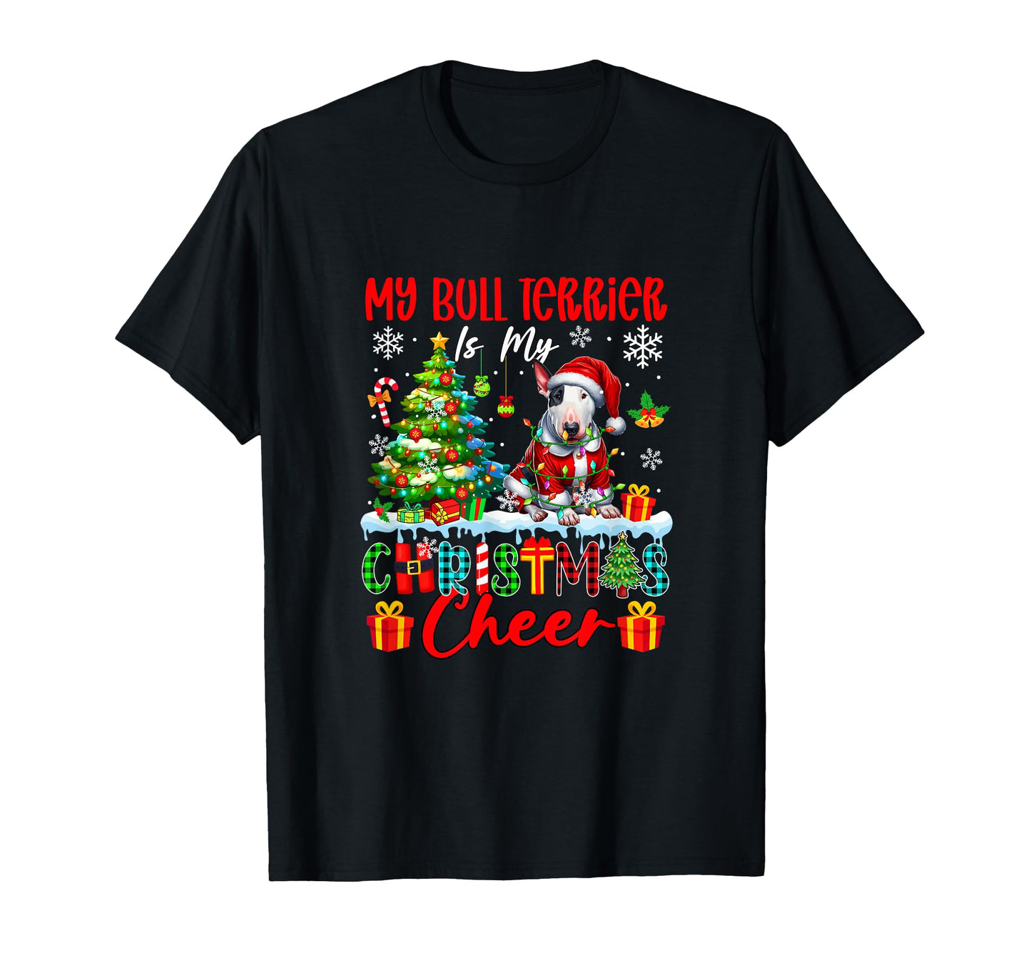 My Bull Terrier is My Xmas Cheer Funny Santa Dog Owner Kids T-Shirt