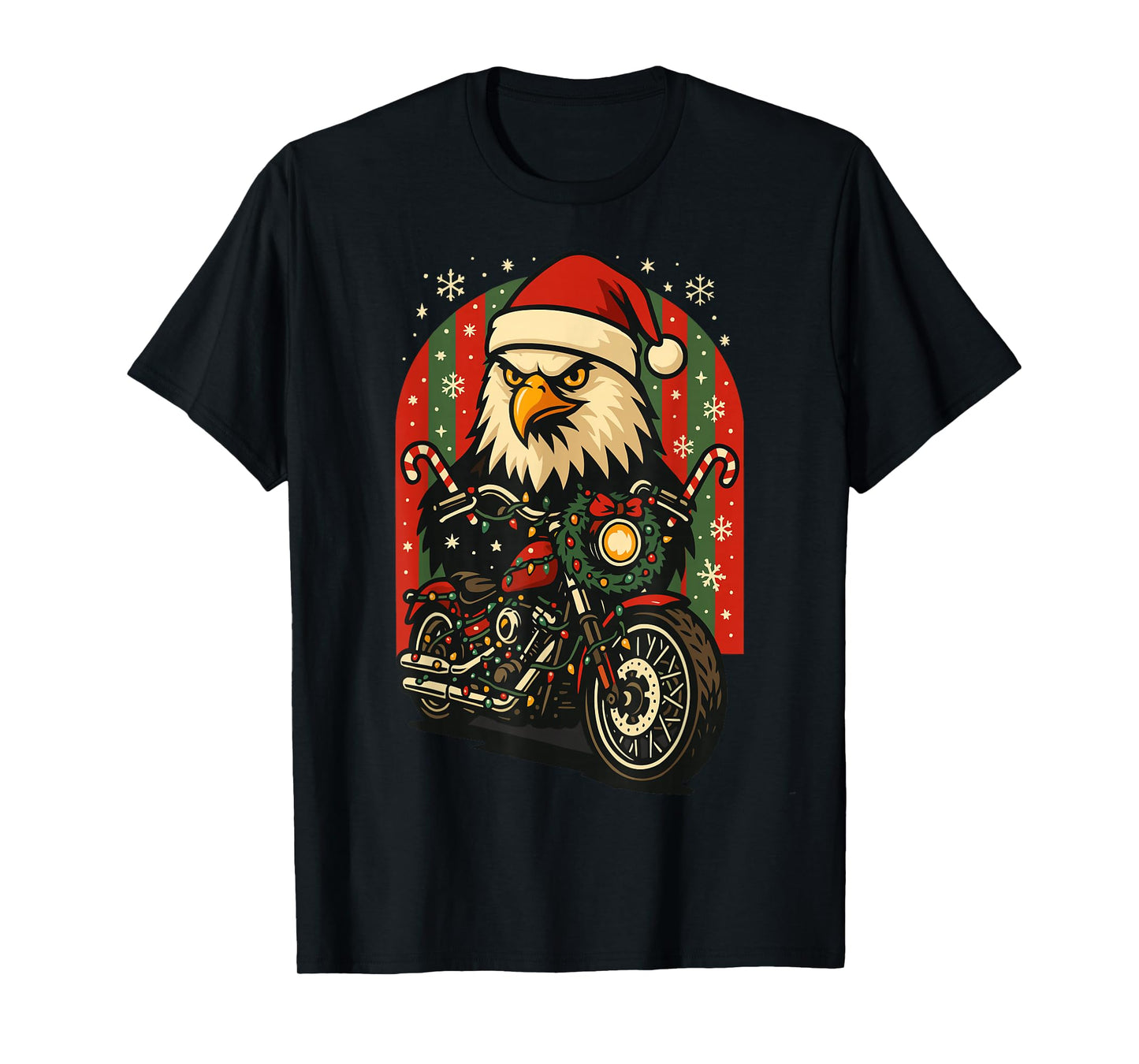Christmas Eagle Motorcycle Rider Design T-Shirt